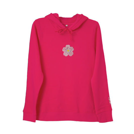 Bluza fuksja oversize haftowany kwiatek"Pocałunki"