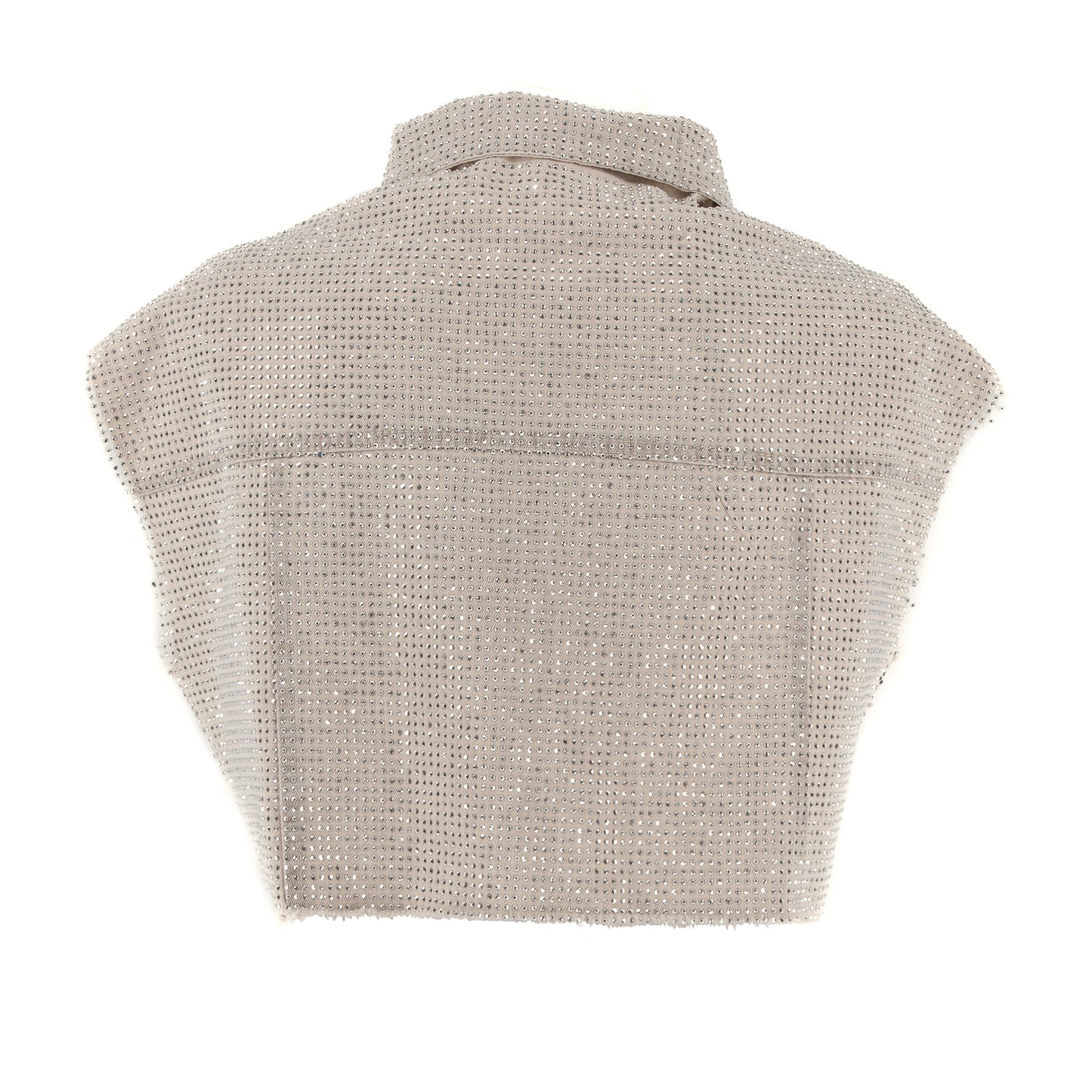 Kamizelka ozdabiana cyrkoniami oversize – beżowy jeans