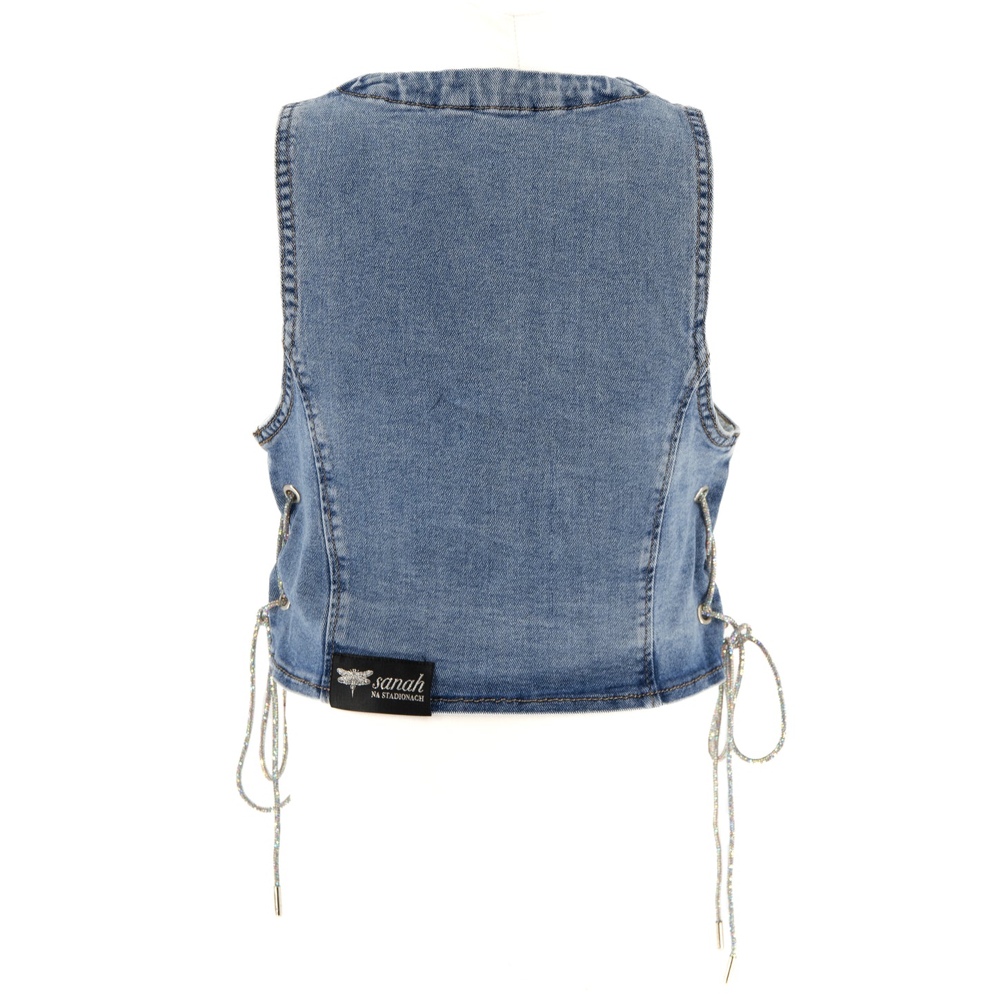 Kamizelka ozdobiona cyrkoniami - niebieski jeans