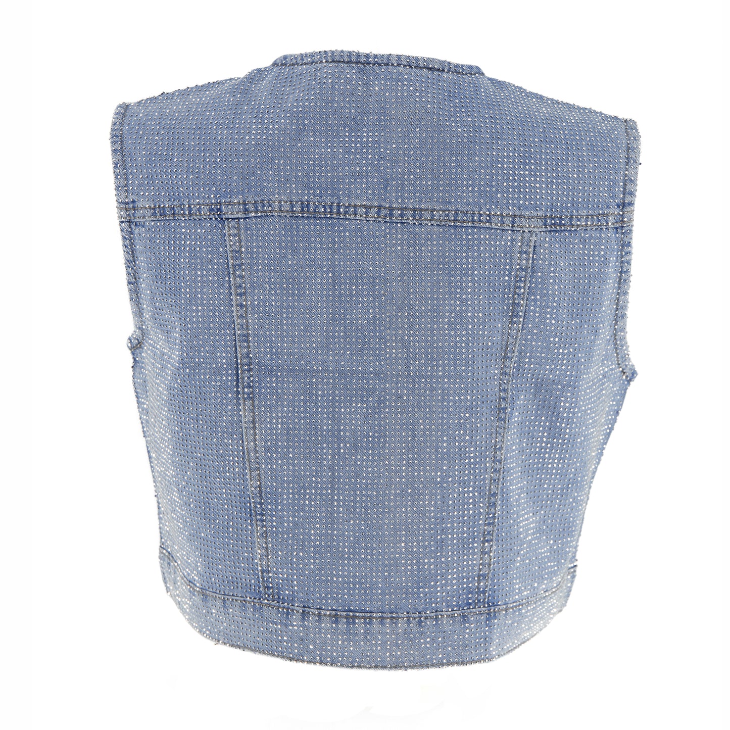 Kamizelka ozdabiana cyrkoniami – niebieski jeans