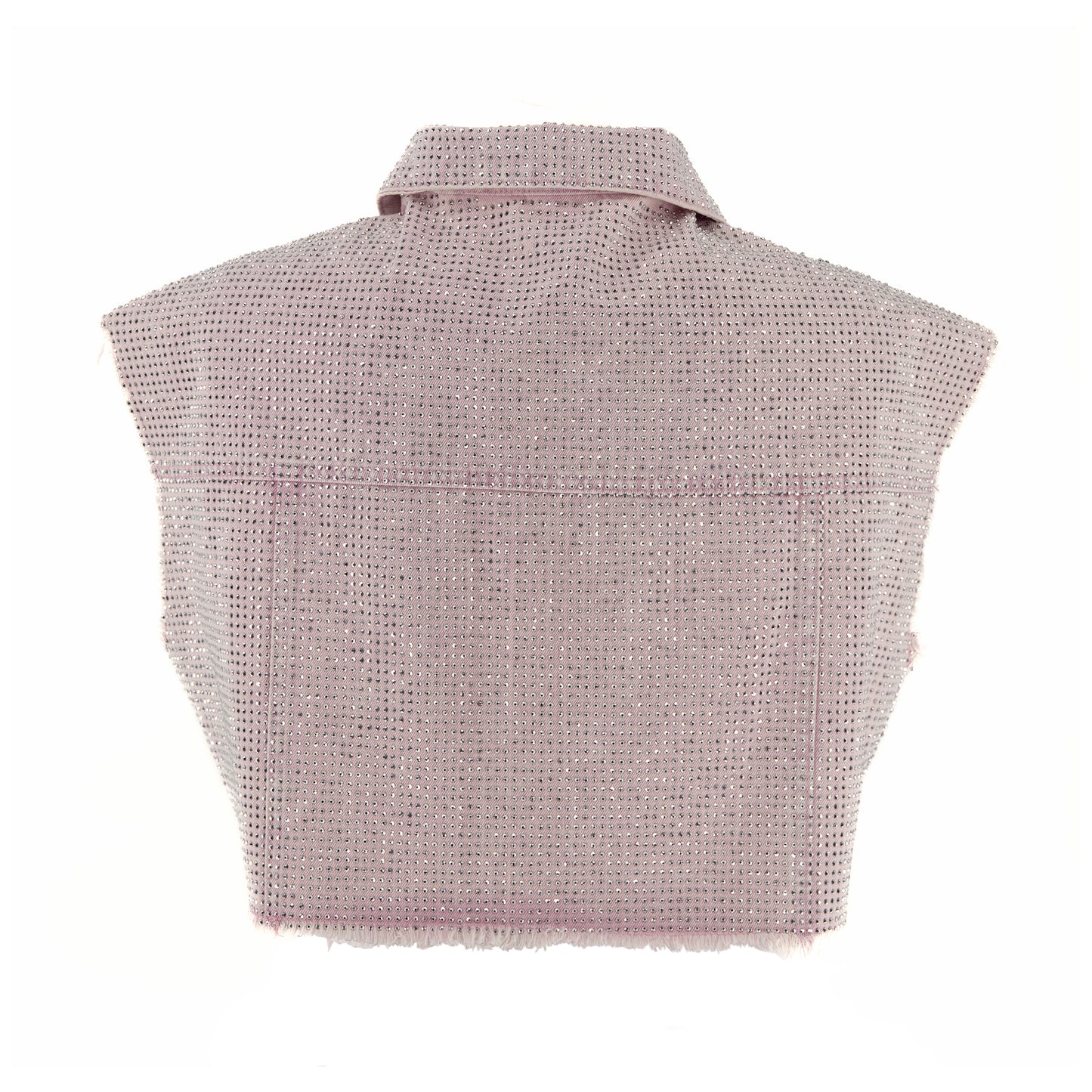 Kamizelka oversize ozdabiana cyrkoniami – różowy jeans