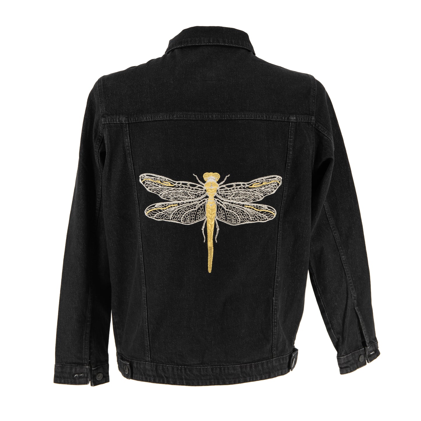 Kurtka unisex z haftowaną ważką – czarny jeans