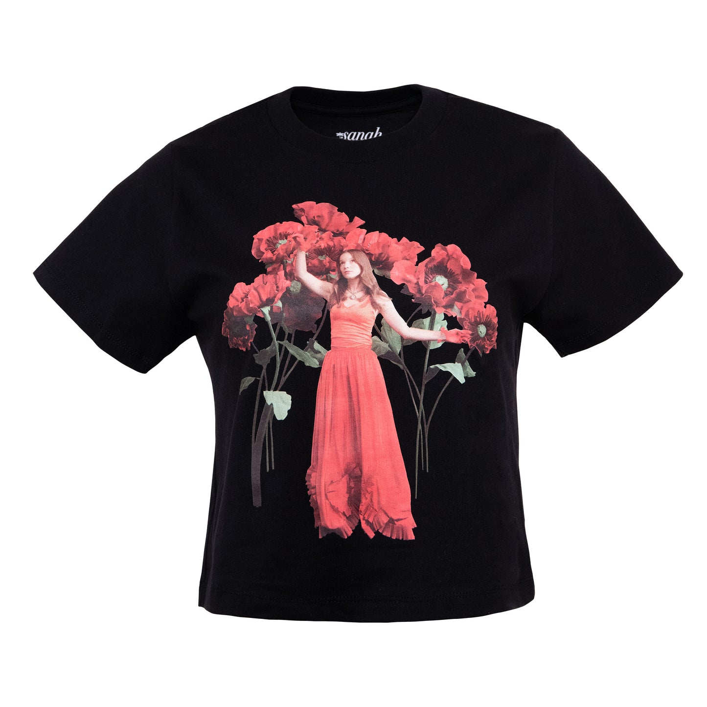 Czarna koszulka „maki” damska crop