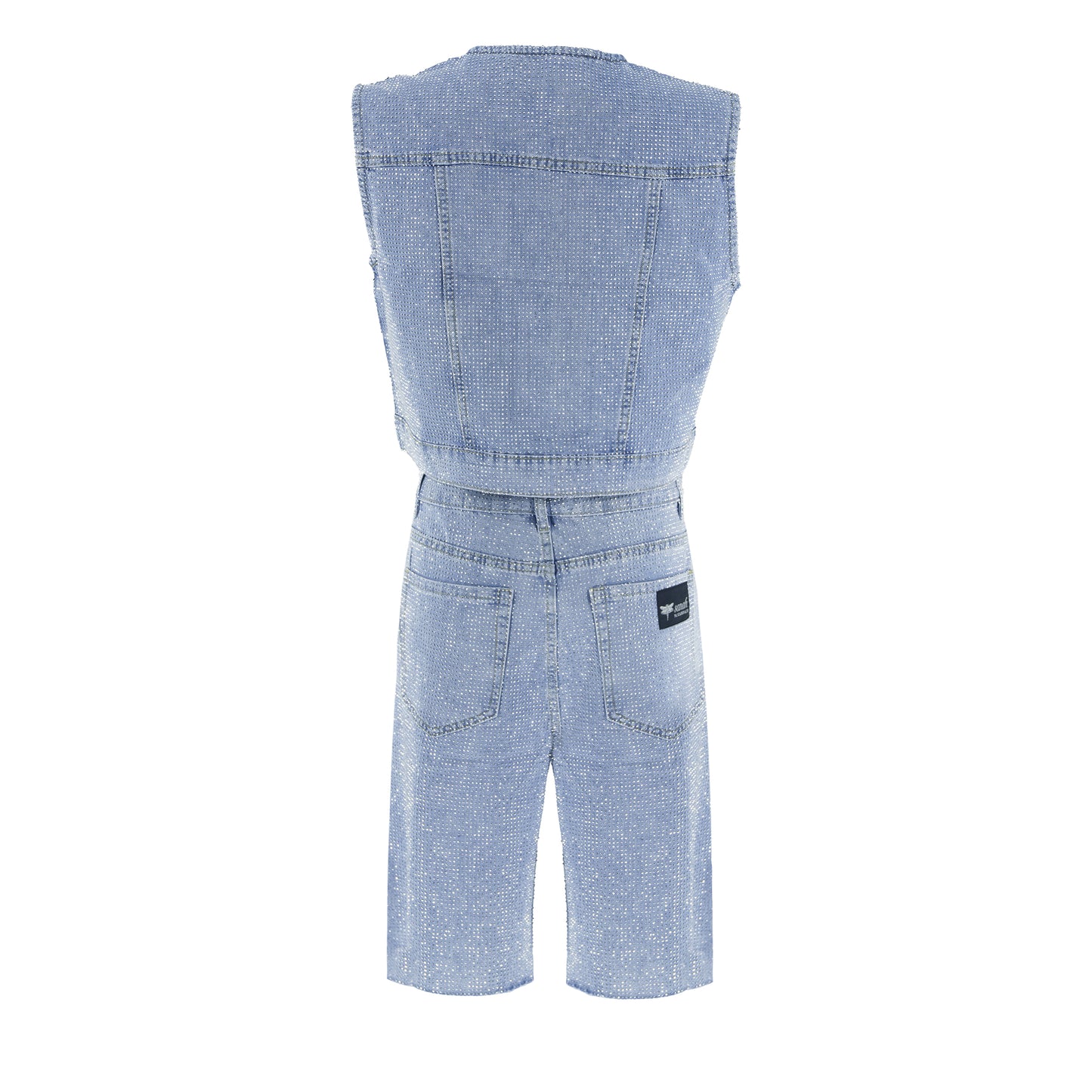 Kamizelka ozdabiana cyrkoniami – niebieski jeans