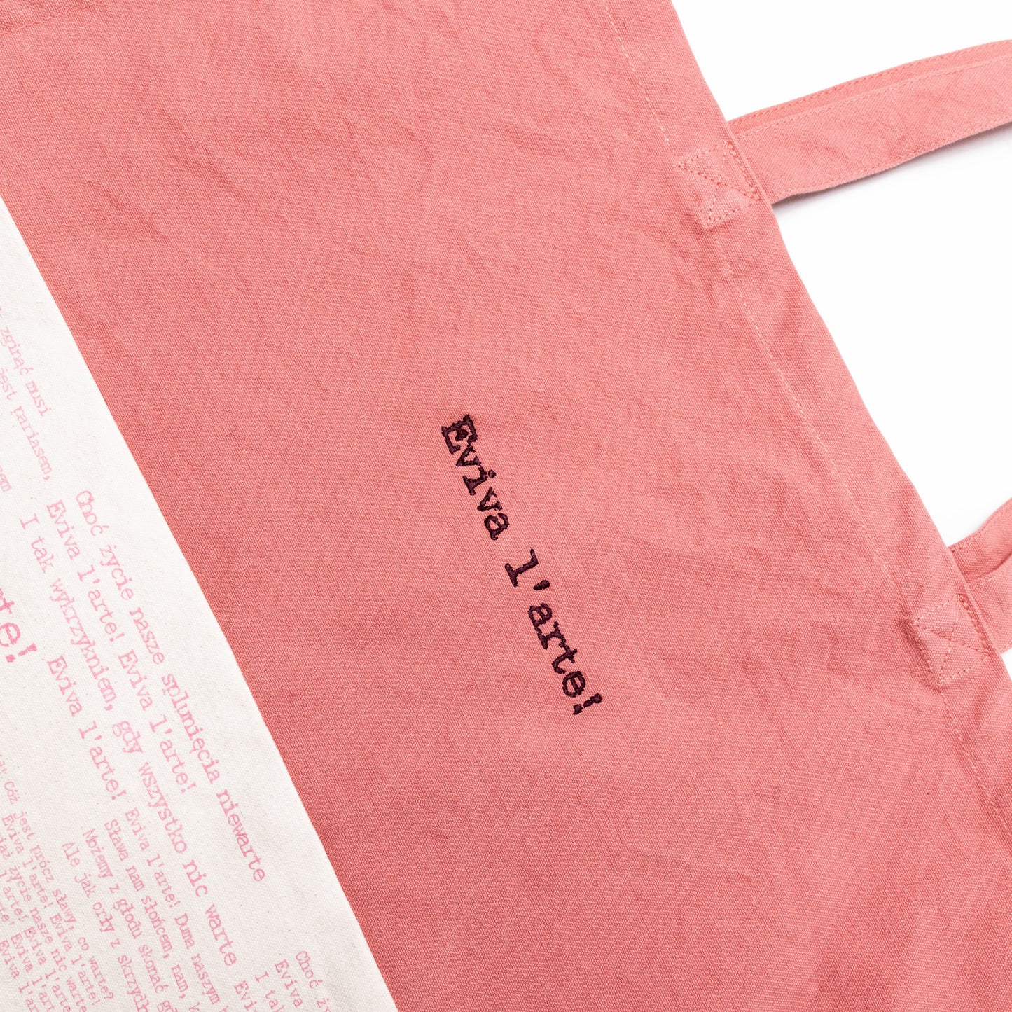 Torba "Eviva L'arte" poezyją opisana pink