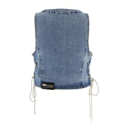 Kamizelka ozdobiona cyrkoniami - niebieski jeans