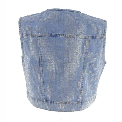 Kamizelka ozdabiana cyrkoniami – niebieski jeans