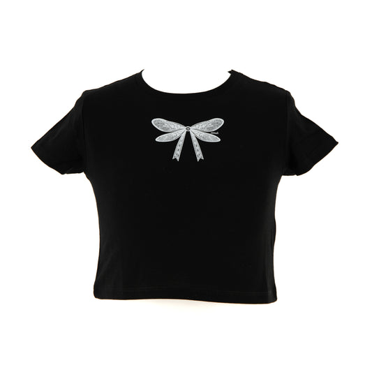 Czarna koszulka „kokardka” kids crop