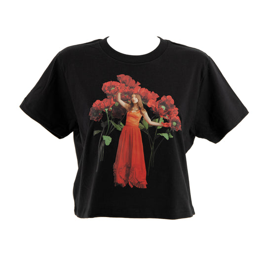 Czarna koszulka „maki” damska crop