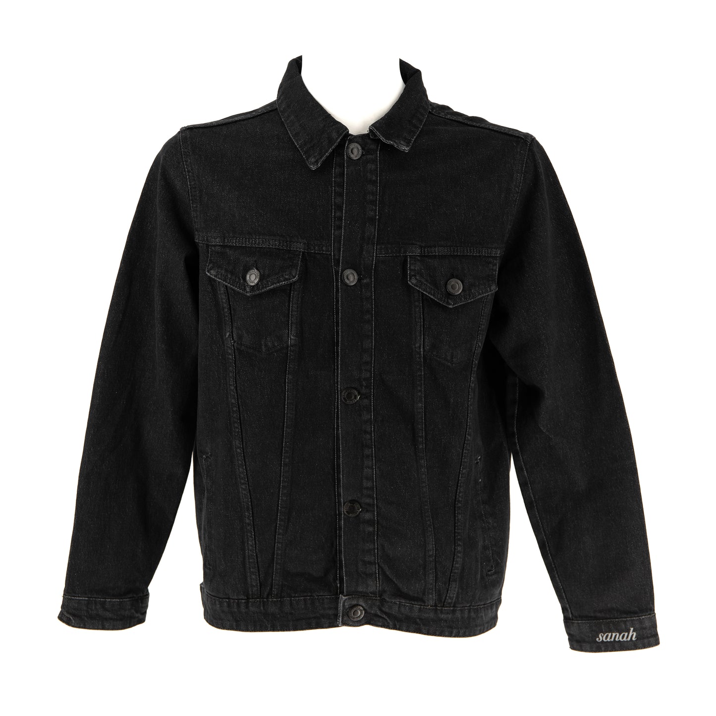 Damska kurtka oversize z haftowaną ważką bogato ozdobioną – czarny jeans