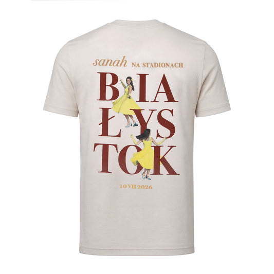 Kremowa koszulka unisex sanah na stadionach "Białystok"