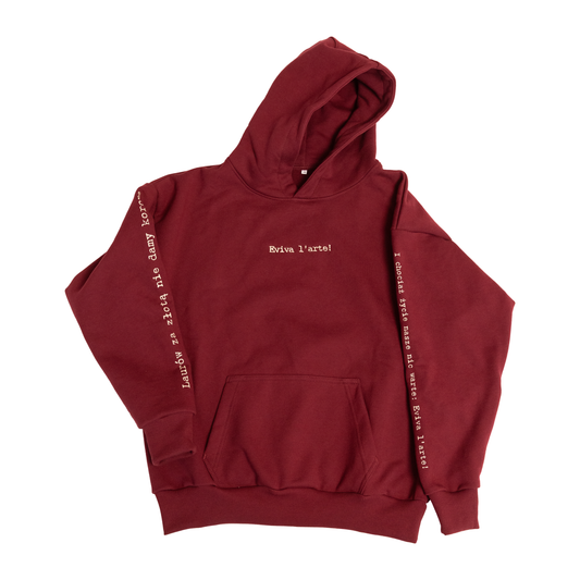 Bluza "Eviva L’ arte" poezyją opisana bordo premium