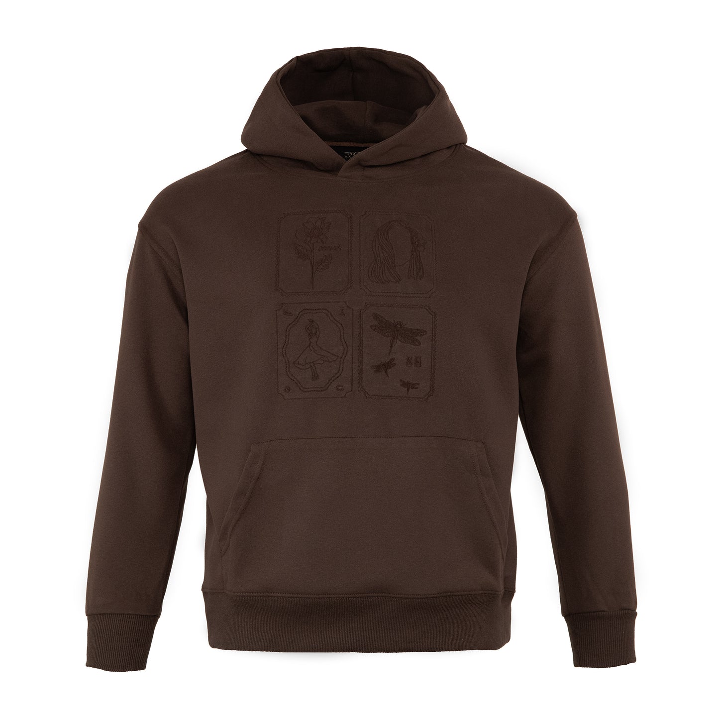 Czekoladowa bluza onesize z haftowanymi "sanahowymi" znaczkami