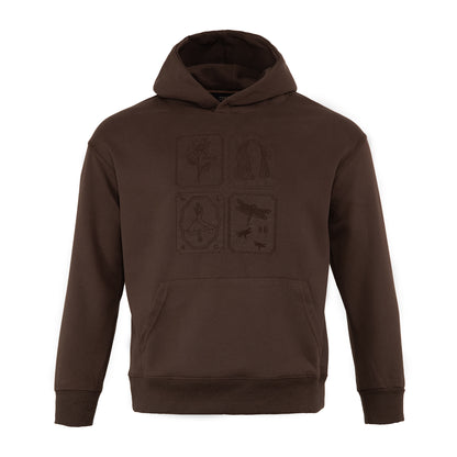 Czekoladowa bluza onesize z haftowanymi "sanahowymi" znaczkami
