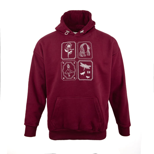 Bordowa bluza premium z haftowanymi emblematami. OSTATNIE SZTUKI!