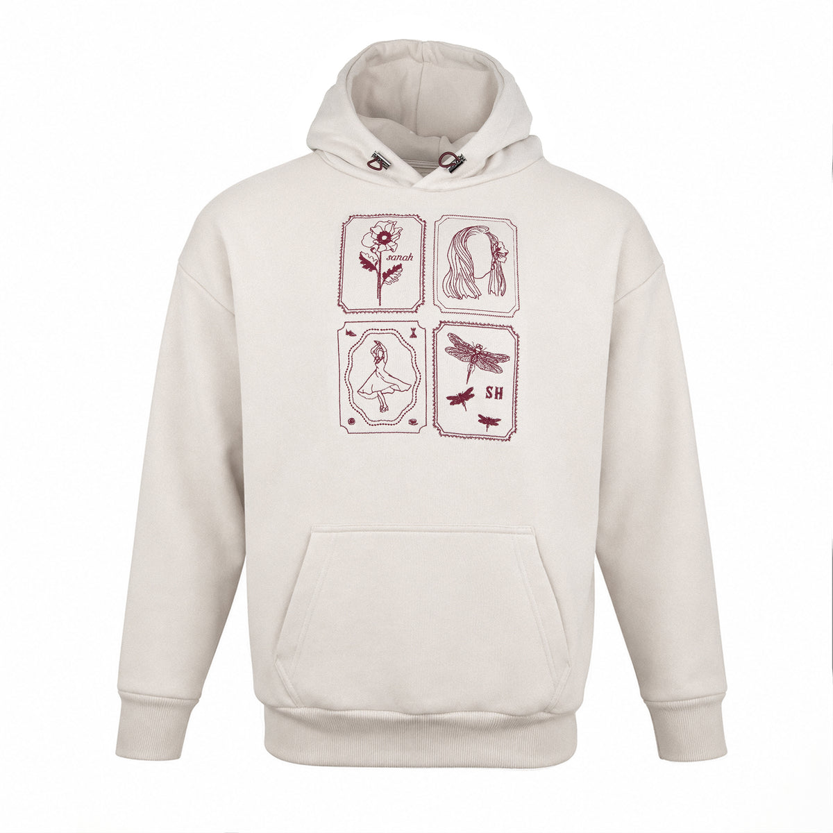 Beżowa bluza premium z haftowanymi emblematami. OSTATNIE SZTUKI!