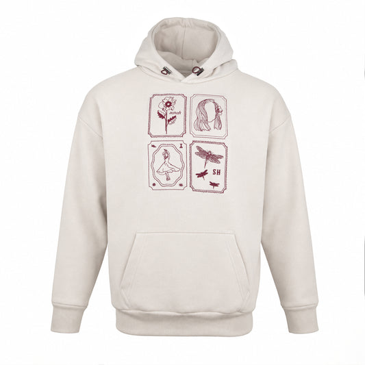 Beżowa bluza premium z haftowanymi emblematami. OSTATNIE SZTUKI!