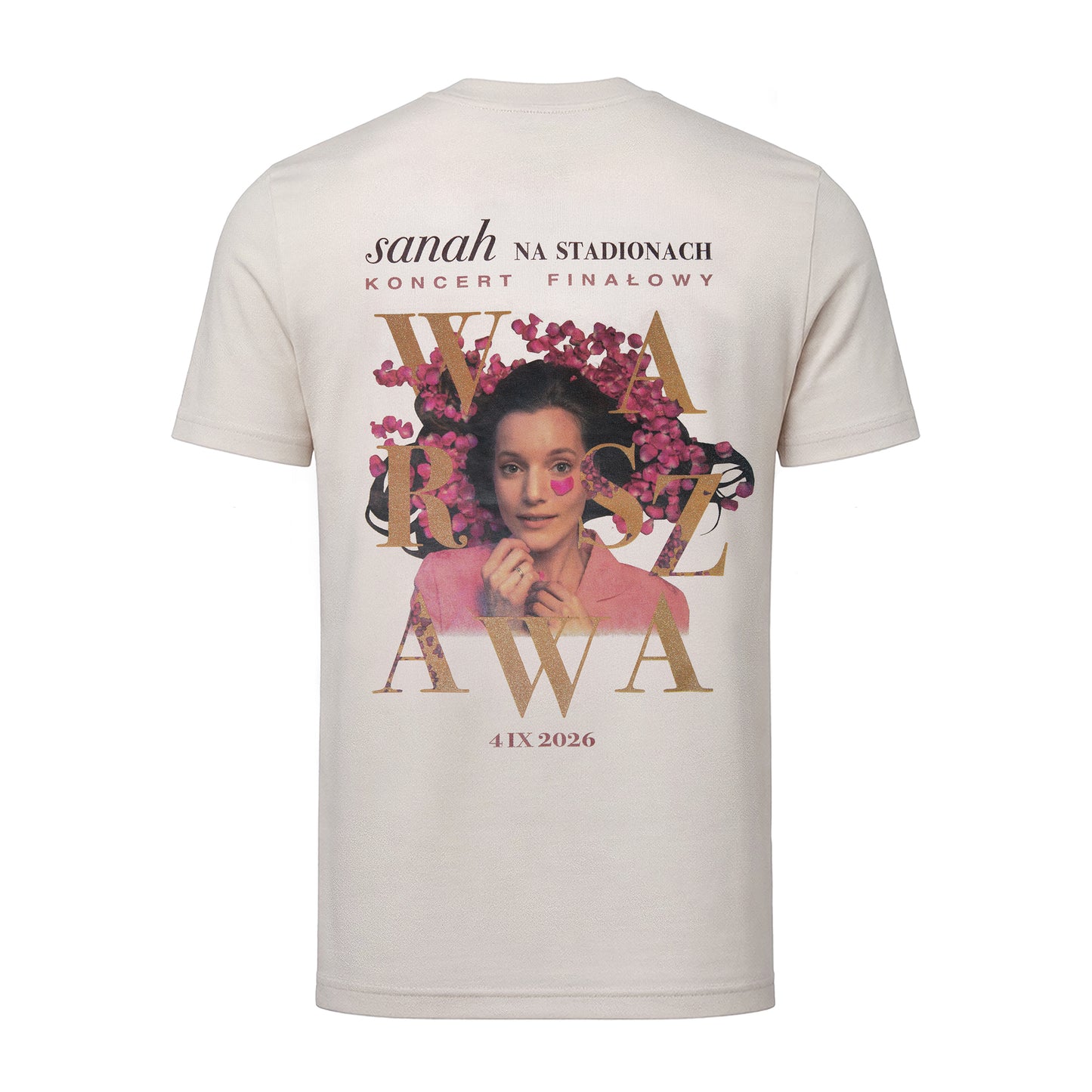 Kremowa koszulka unisex sanah na stadionach "Warszawa 2026"