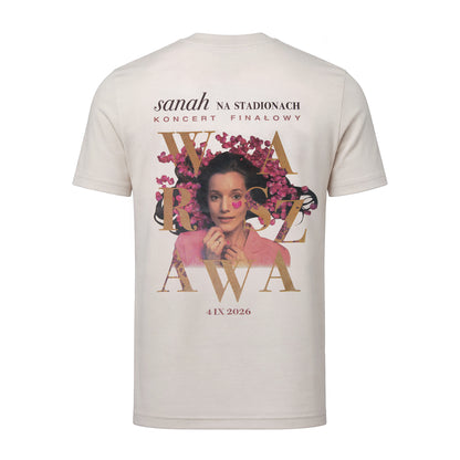 Kremowa koszulka unisex sanah na stadionach "Warszawa 2026"