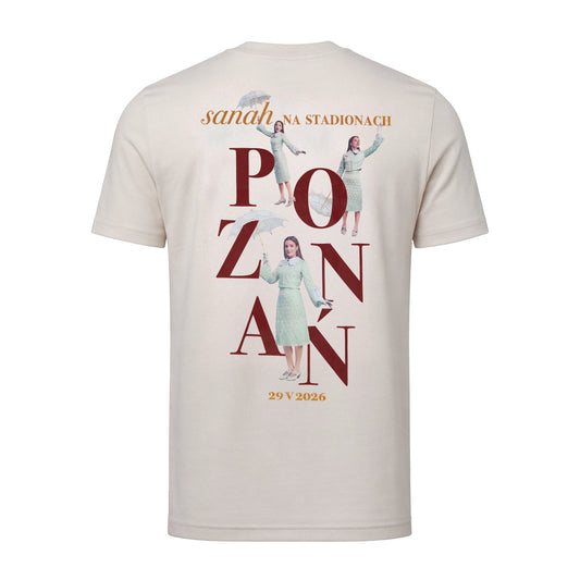 Kremowa koszulka unisex  sanah na stadionach "Poznań"