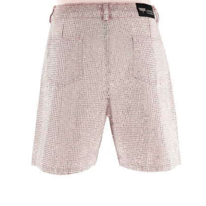 Spodenki ozdabiane cyrkoniami – różowy jeans