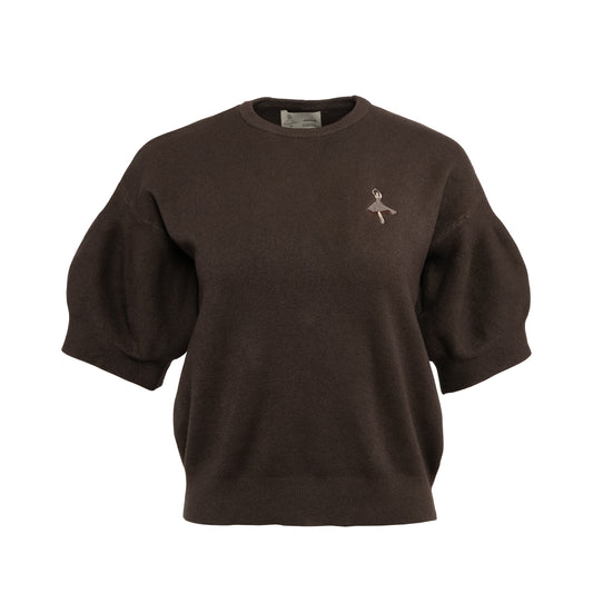 Sweterek czekoladowy rozmiar uniwersalny rękaw 3/4