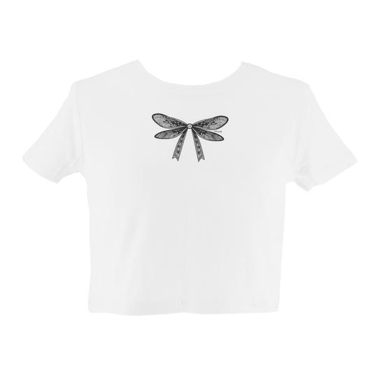 Biała koszulka „kokardka” kids crop